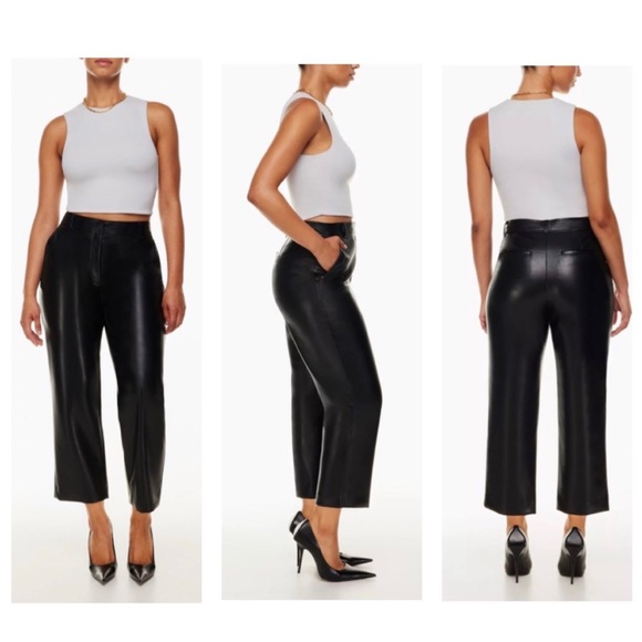 Aritzia Babaton Command Cropped Vegan Leather Trouser Pants Size 4, Spring 2022 - Picture 16 of 16